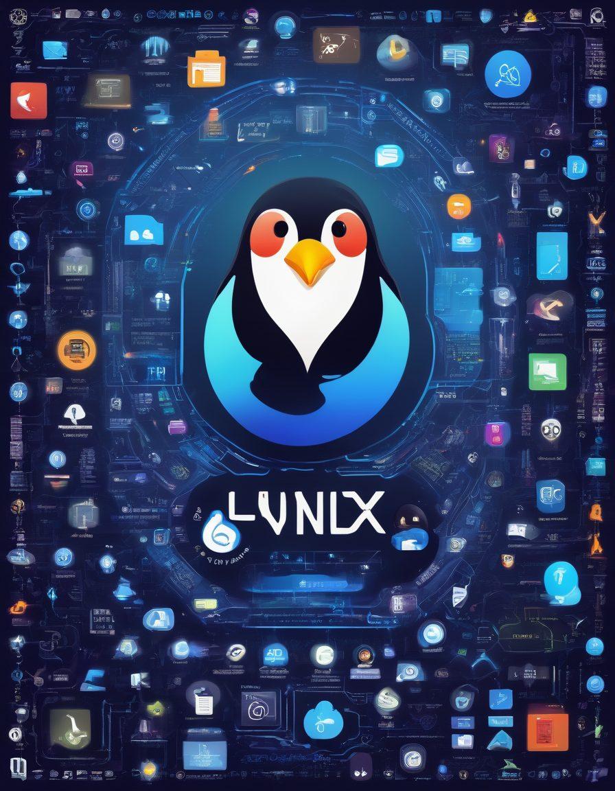 A vibrant digital collage showcasing various Linux development tools and resources, including icons of popular programming languages, open-source logos, and screenshots of coding interfaces. In the background, depict a stylized map resembling a navigation guide with pathways leading to different forums and communities. Include symbols of connectivity, like circuit patterns and chat bubbles to represent collaboration. The overall tone should be tech-inspired and modern, with a mix of cool and warm colors. super-realistic. vibrant colors. 3D.